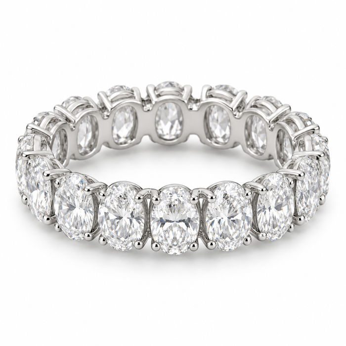 Oval Prong Lab-Grown Diamond Eternity Ring — 4 CTW in 14K White Gold — illustrative design rendering
