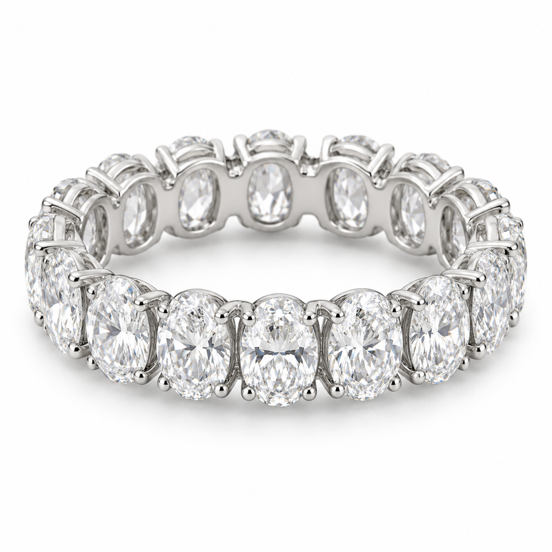 Oval Prong Lab-Grown Diamond Eternity Ring — 4 CTW in 14K White Gold — illustrative design rendering