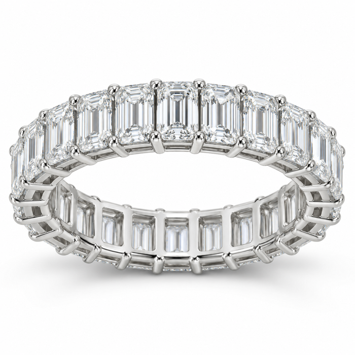 Emerald Basket Lab-Grown Diamond Eternity Ring — 5 CTW in 14K White Gold — illustrative design rendering