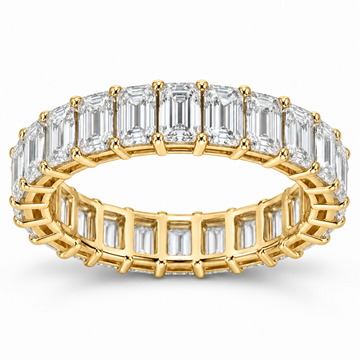 Emerald Basket Lab-Grown Diamond Eternity Ring — 5 CTW in 14K Yellow Gold — illustrative design rendering
