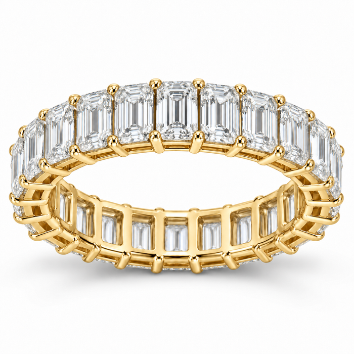 Emerald Basket Lab-Grown Diamond Eternity Ring — 5 CTW in 14K Yellow Gold — illustrative design rendering