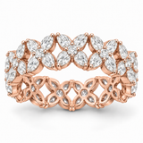 Marquise & Round Floral Lab-Grown Diamond Eternity Ring — 5 CTW in 14K Rose Gold — illustrative design rendering