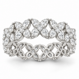 Marquise & Round Floral Lab-Grown Diamond Eternity Ring — 5 CTW in 14K White Gold — illustrative design rendering