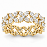 Marquise & Round Floral Lab-Grown Diamond Eternity Ring — 5 CTW in 14K Yellow Gold — illustrative design rendering