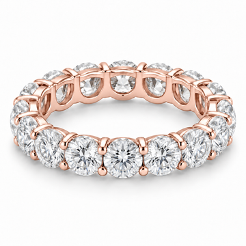 Round Shared-Prong Lab-Grown Diamond Eternity Ring — 5 CTW in 14K Rose Gold — illustrative design rendering