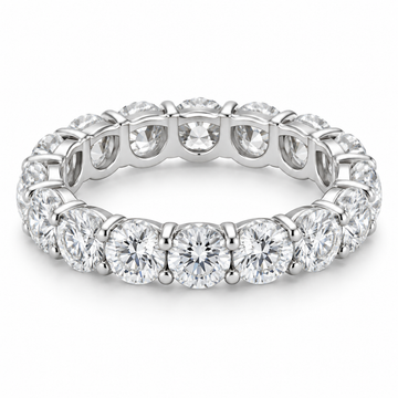 Round Shared-Prong Lab-Grown Diamond Eternity Ring — 5 CTW in 14K White Gold — illustrative design rendering