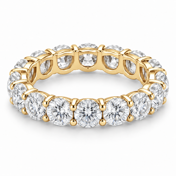 Round Shared-Prong Lab-Grown Diamond Eternity Ring — 5 CTW in 14K Yellow Gold — illustrative design rendering