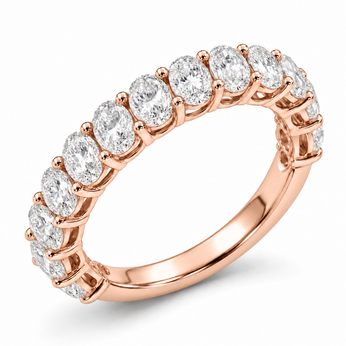Oval Three-Quarter Lab-Grown Diamond Eternity Ring — 2 CTW in 14K Rose Gold — illustrative design rendering