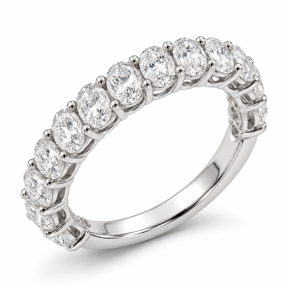 Oval Three-Quarter Lab-Grown Diamond Eternity Ring — 2 CTW in 14K White Gold — illustrative design rendering