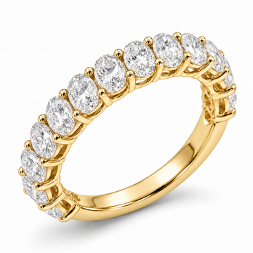 Oval Three-Quarter Lab-Grown Diamond Eternity Ring — 2 CTW in 14K Yellow Gold — illustrative design rendering