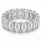 Emerald V-Prong Lab-Grown Diamond Eternity Ring — 12 CTW in 14K White Gold — illustrative design rendering
