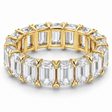 Emerald V-Prong Lab-Grown Diamond Eternity Ring — 12 CTW in 14K Yellow Gold — illustrative design rendering