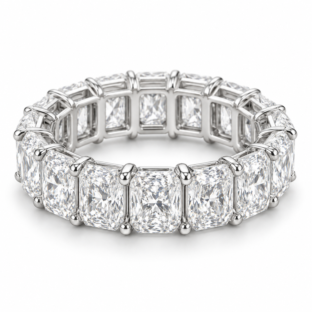 Radiant Statement Lab-Grown Diamond Eternity Ring — 15 CTW in 14K White Gold — illustrative design rendering