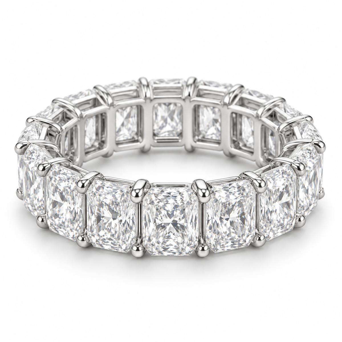 Radiant Statement Lab-Grown Diamond Eternity Ring — 15 CTW in 14K White Gold — illustrative design rendering