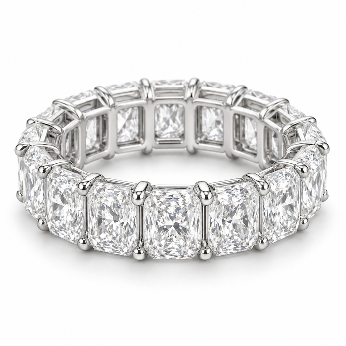 Radiant Statement Lab-Grown Diamond Eternity Ring — 15 CTW in 14K White Gold — illustrative design rendering