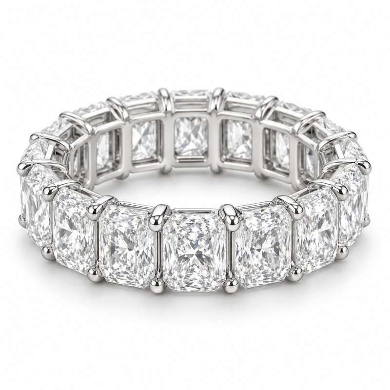Radiant Statement Lab-Grown Diamond Eternity Ring — 15 CTW in 14K White Gold — illustrative design rendering