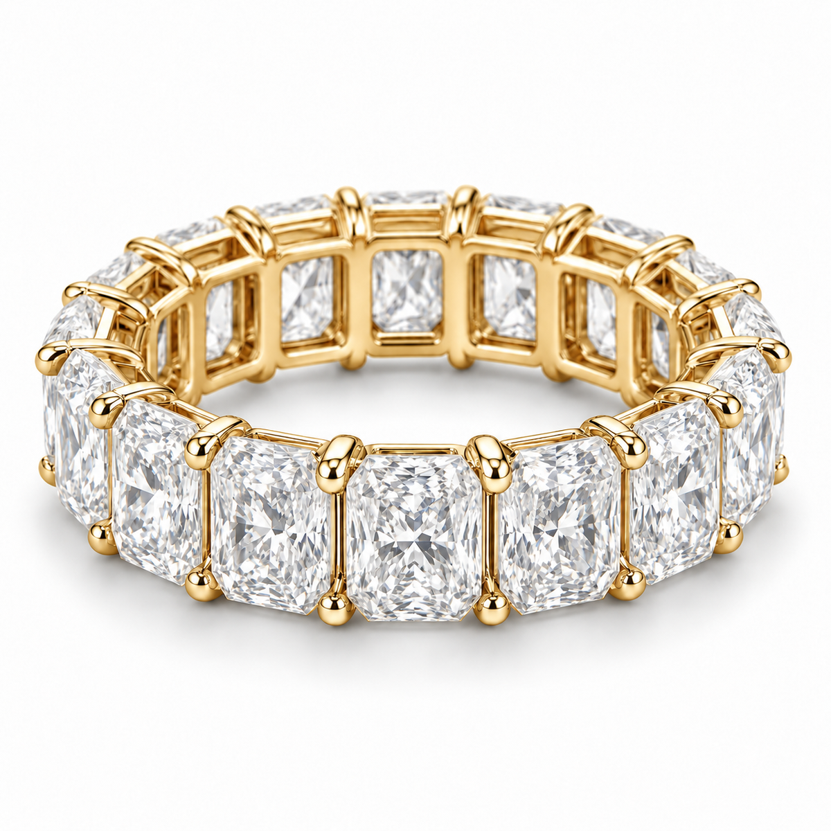 Radiant Statement Lab-Grown Diamond Eternity Ring — 15 CTW in 14K Yellow Gold — illustrative design rendering