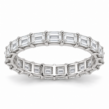 East-West Emerald Lab-Grown Diamond Eternity Ring — 2 CTW in 14K White Gold — illustrative design rendering