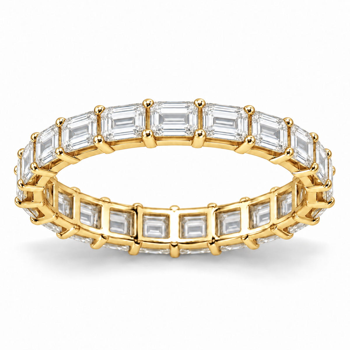 East-West Emerald Lab-Grown Diamond Eternity Ring — 2 CTW in 14K Yellow Gold — illustrative design rendering