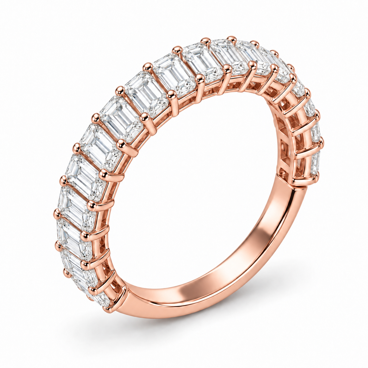 Emerald Three-Quarter Lab-Grown Diamond Eternity Ring — 1.50 CTW in 14K Rose Gold — illustrative design rendering