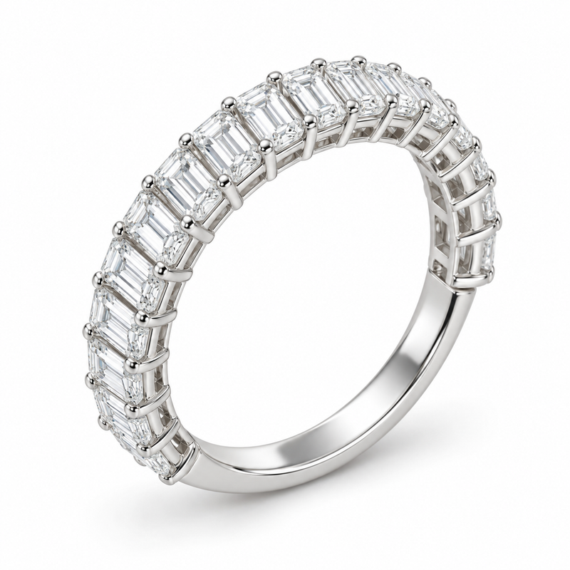 Emerald Three-Quarter Lab-Grown Diamond Eternity Ring — 1.50 CTW in 14K White Gold — illustrative design rendering