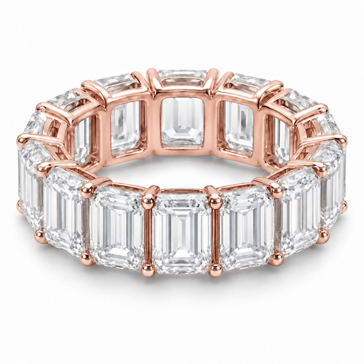 Emerald Grand Lab-Grown Diamond Eternity Ring — 25.20 CTW in 14K Rose Gold — illustrative design rendering