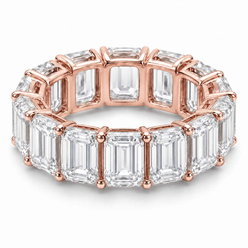 Emerald Grand Lab-Grown Diamond Eternity Ring — 25.20 CTW in 14K Rose Gold — illustrative design rendering