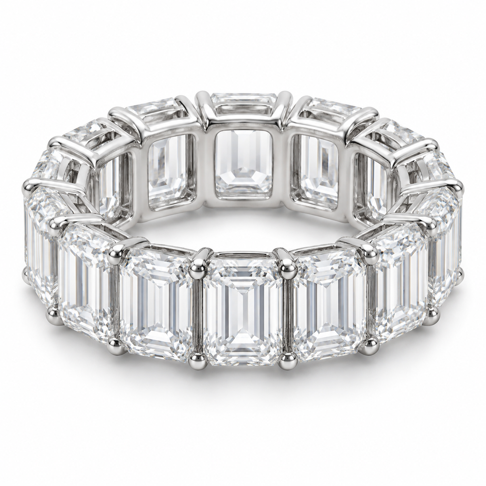 Emerald Grand Lab-Grown Diamond Eternity Ring — 25.20 CTW in 14K White Gold — illustrative design rendering