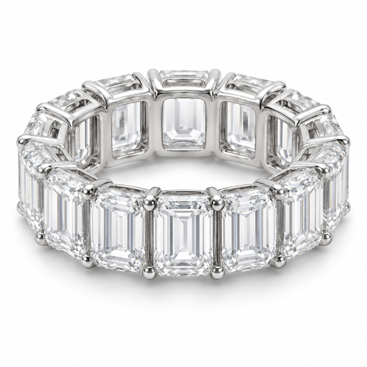 Emerald Grand Lab-Grown Diamond Eternity Ring — 25.20 CTW in 14K White Gold — illustrative design rendering