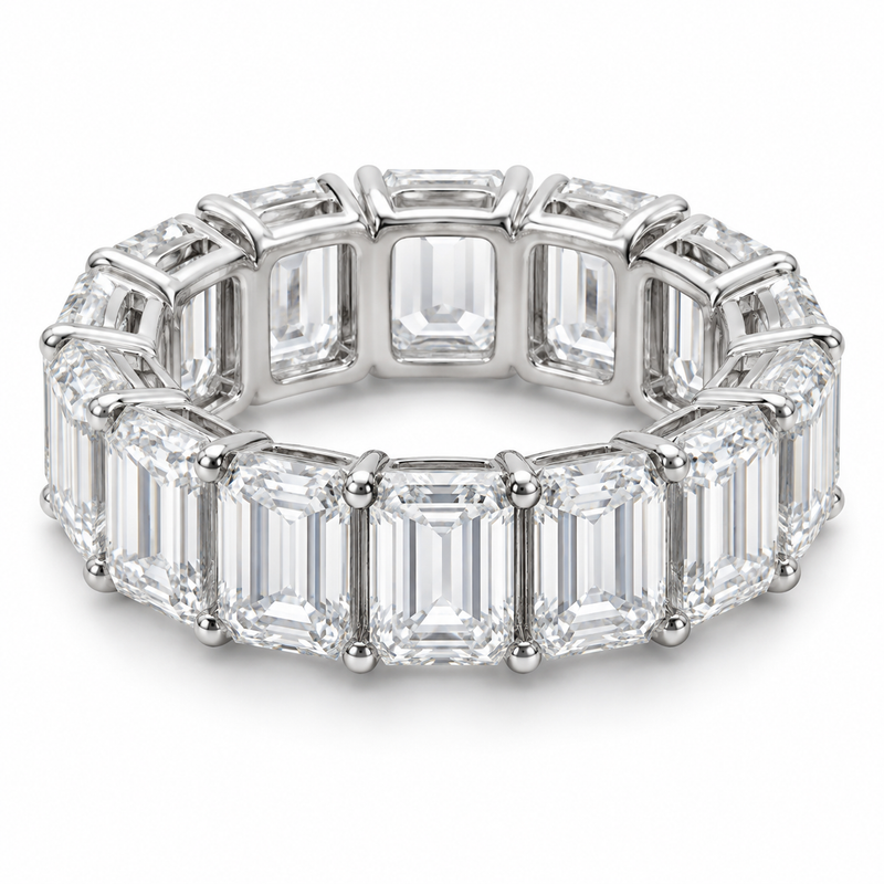 Emerald Grand Lab-Grown Diamond Eternity Ring — 25.20 CTW in 14K White Gold — illustrative design rendering