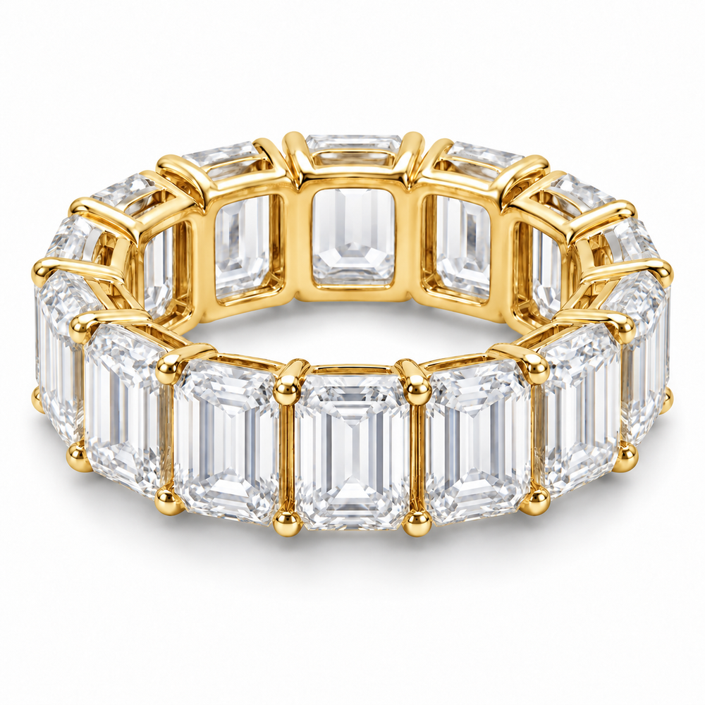 Emerald Grand Lab-Grown Diamond Eternity Ring — 25.20 CTW in 14K Yellow Gold — illustrative design rendering