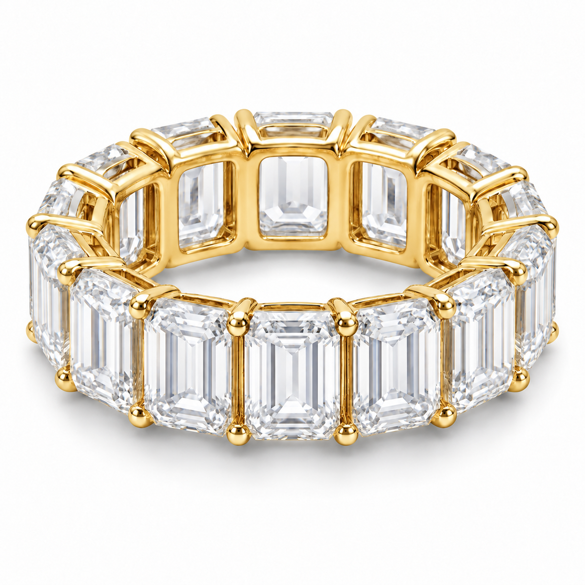 Emerald Grand Lab-Grown Diamond Eternity Ring — 25.20 CTW in 14K Yellow Gold — illustrative design rendering