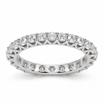 Round French Pavé Lab-Grown Diamond Eternity Ring — 2 CTW in 14K White Gold — illustrative design rendering