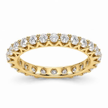 Round French Pavé Lab-Grown Diamond Eternity Ring — 2 CTW — 14K Yellow Gold — illustrative rendering