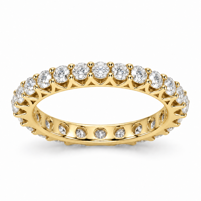 Round French Pavé Lab-Grown Diamond Eternity Ring — 2 CTW — 14K Yellow Gold — illustrative rendering