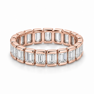 Emerald Half-Bezel Lab-Grown Diamond Eternity Ring — 3 CTW — 14K Rose Gold — illustrative rendering