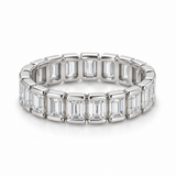 Emerald Half-Bezel Lab-Grown Diamond Eternity Ring — 3 CTW in 14K White Gold — illustrative design rendering