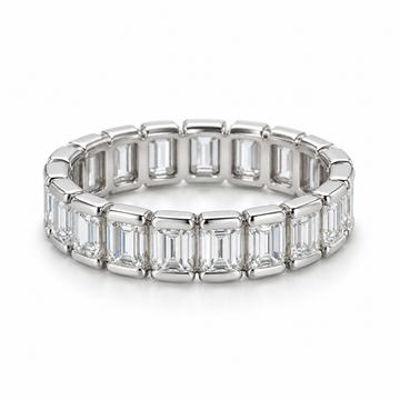 Emerald Half-Bezel Lab-Grown Diamond Eternity Ring — 3 CTW in 14K White Gold — illustrative design rendering