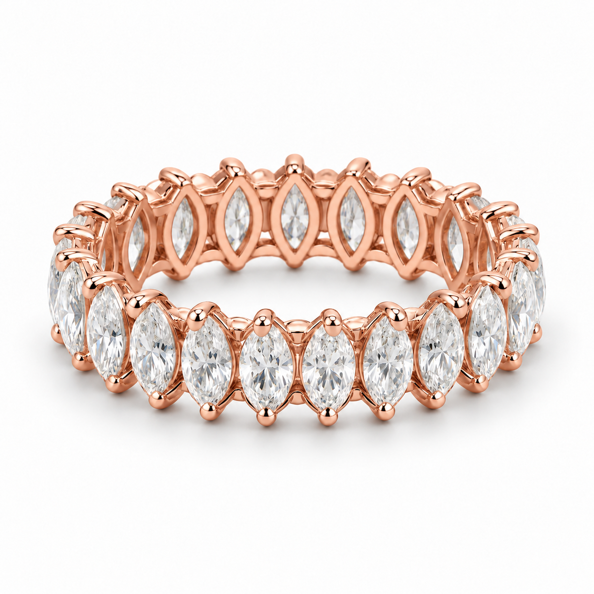 Marquise Petal Lab-Grown Diamond Eternity Ring — 2 CTW — 14K Rose Gold — illustrative rendering