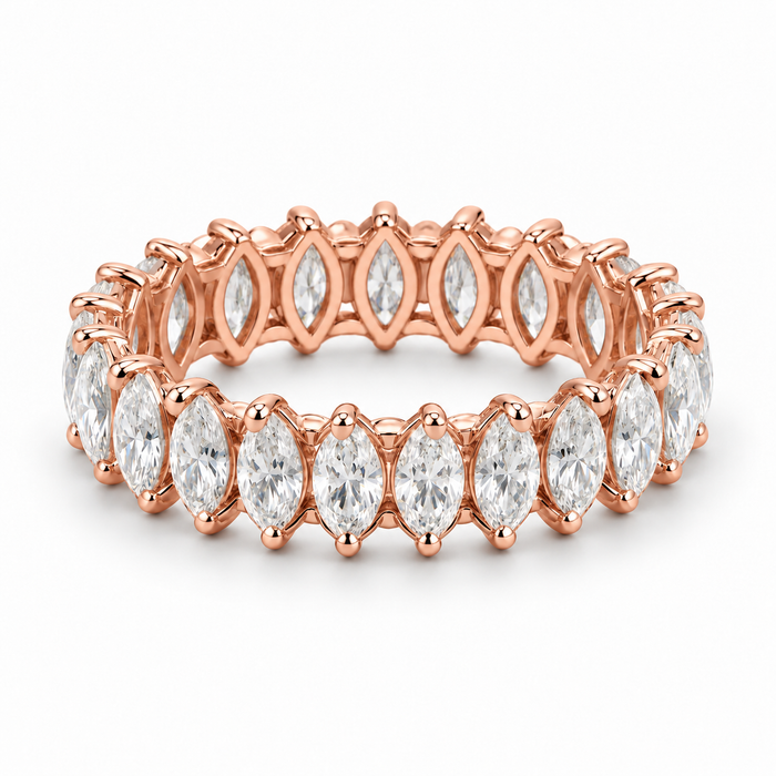 Marquise Petal Lab-Grown Diamond Eternity Ring — 2 CTW — 14K Rose Gold — illustrative rendering