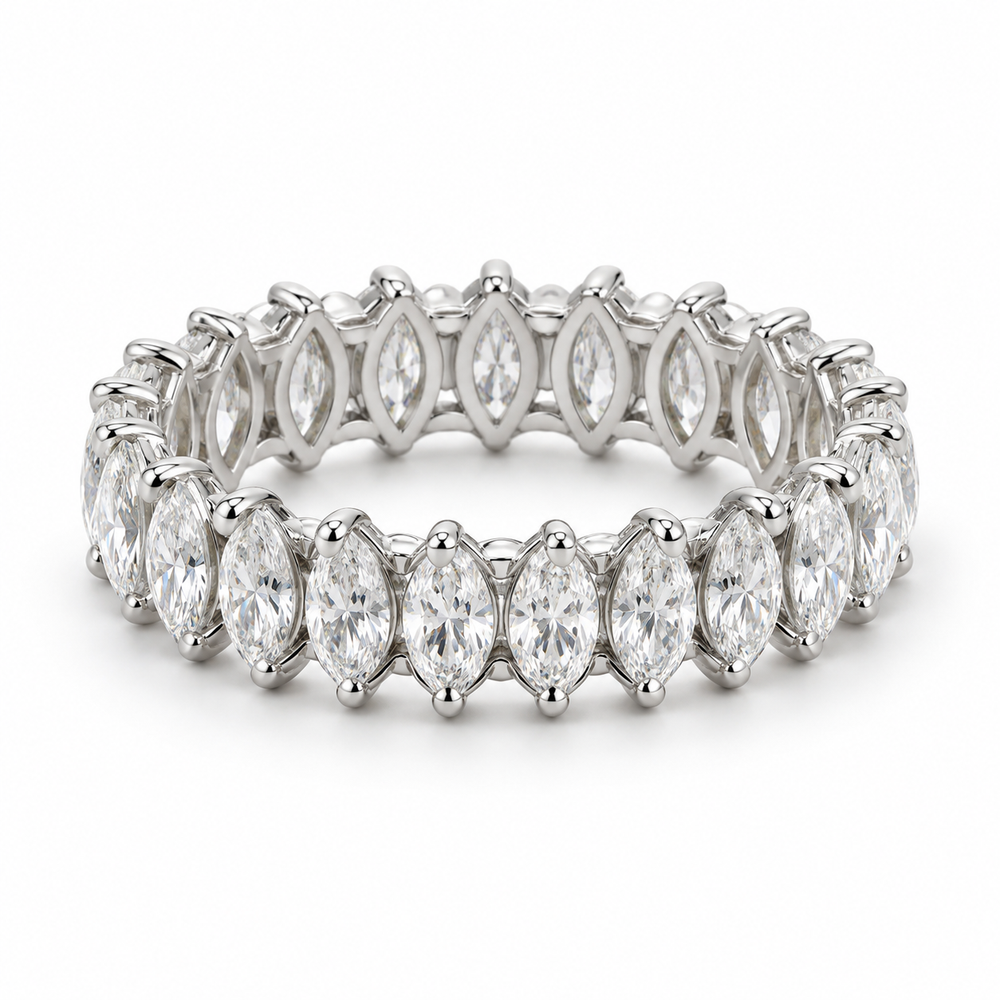 Marquise Petal Lab-Grown Diamond Eternity Ring — 2 CTW in 14K White Gold — illustrative design rendering