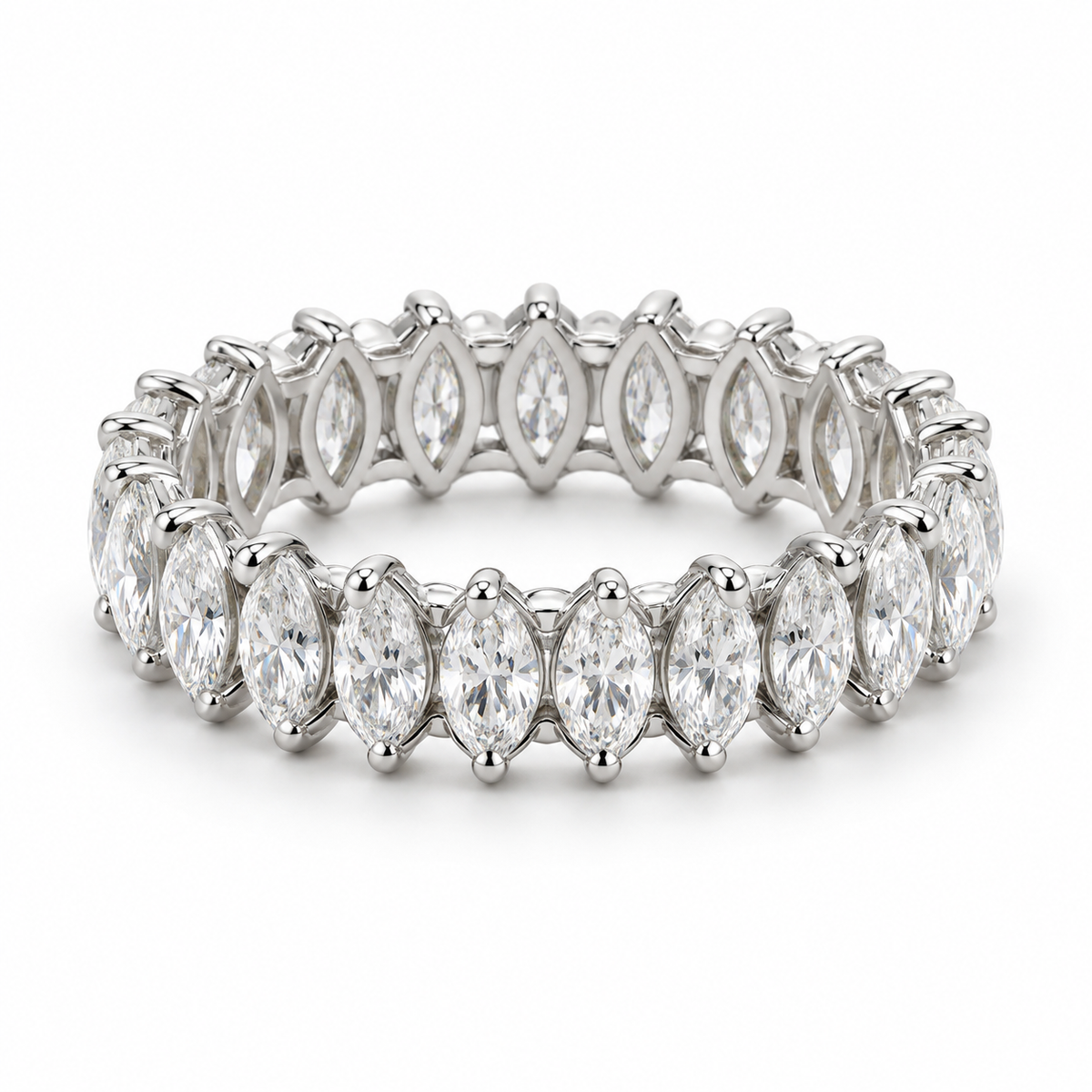 Marquise Petal Lab-Grown Diamond Eternity Ring — 2 CTW in 14K White Gold — illustrative design rendering