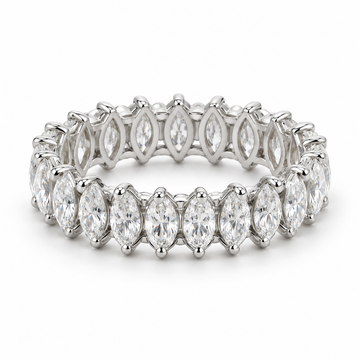 Marquise Petal Lab-Grown Diamond Eternity Ring — 2 CTW in 14K White Gold — illustrative design rendering