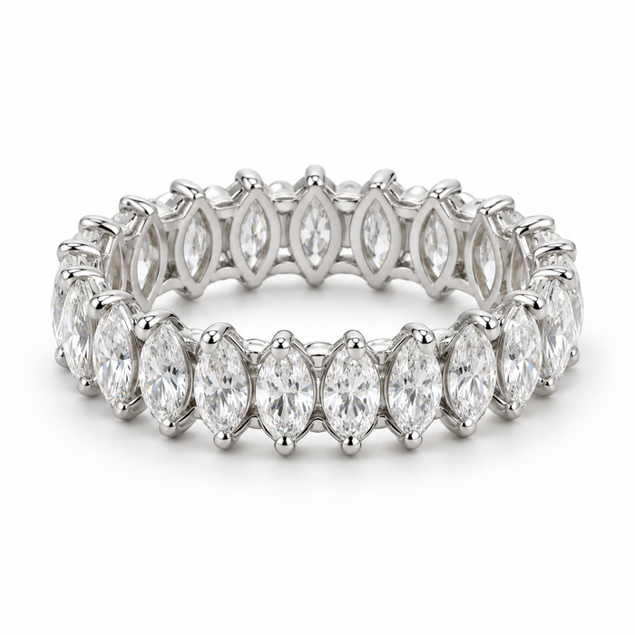 Marquise Petal Lab-Grown Diamond Eternity Ring — 2 CTW in 14K White Gold — illustrative design rendering