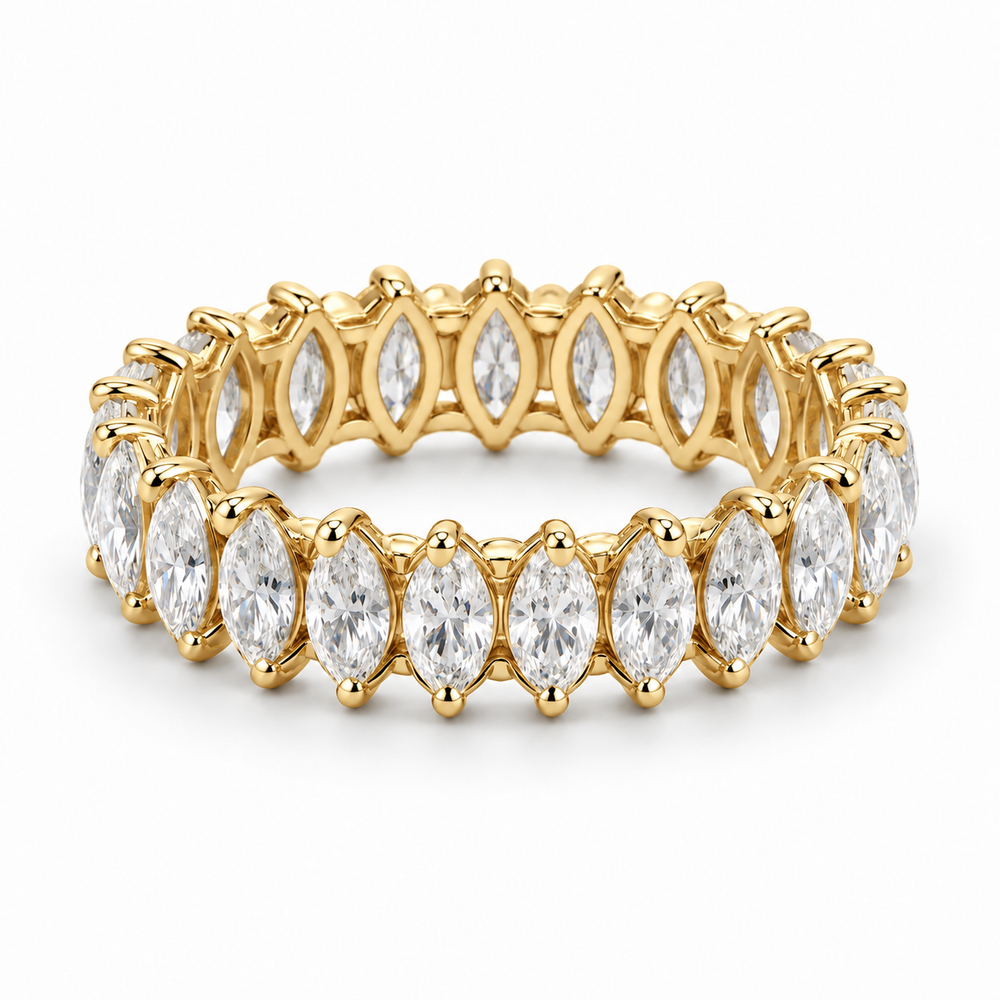 Marquise Petal Lab-Grown Diamond Eternity Ring — 2 CTW — 14K Yellow Gold — illustrative rendering