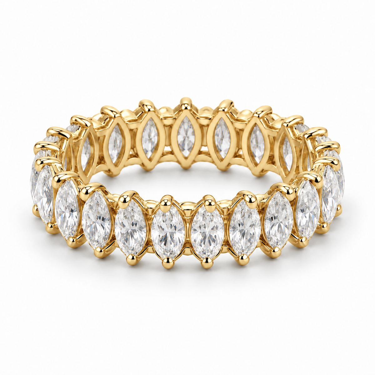 Marquise Petal Lab-Grown Diamond Eternity Ring — 2 CTW — 14K Yellow Gold — illustrative rendering