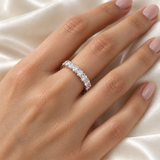 Round Three-Quarter Lab-Grown Diamond Eternity Ring — 4 CTW — 14K White Gold — on-hand view — illustrative rendering