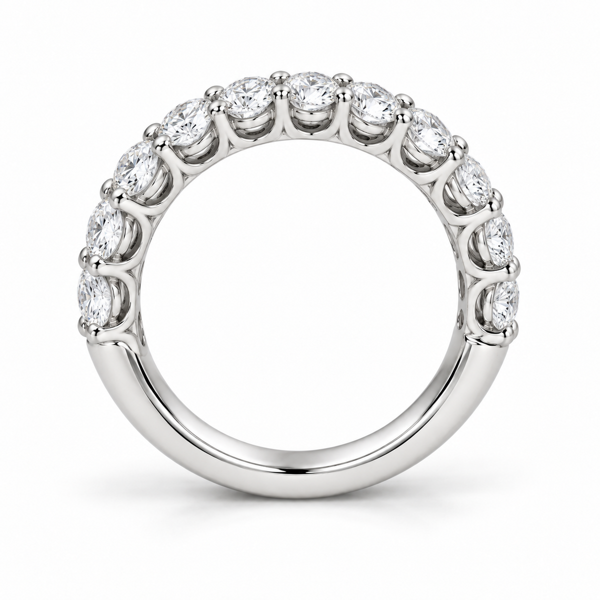 Round Three-Quarter Lab-Grown Diamond Eternity Ring — 4 CTW — 14K White Gold — side profile — illustrative rendering