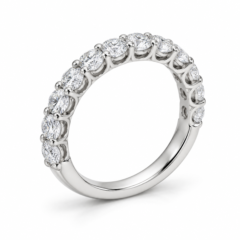 Round Three-Quarter Lab-Grown Diamond Eternity Ring — 4 CTW in 14K White Gold — illustrative design rendering