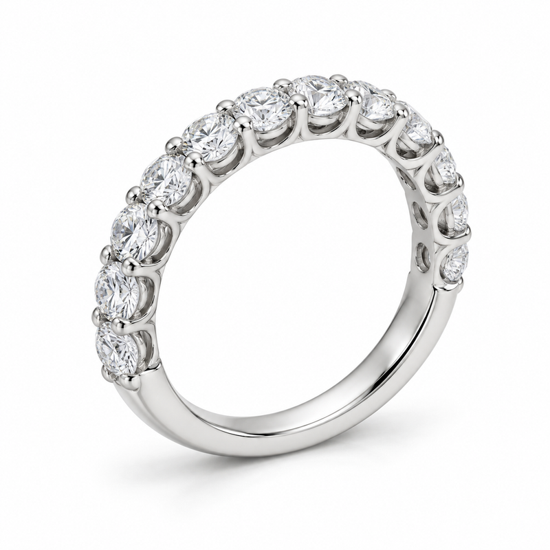 Round Three-Quarter Lab-Grown Diamond Eternity Ring — 4 CTW in 14K White Gold — illustrative design rendering